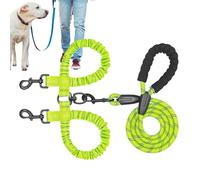 Dog Traction Rope - Double Puppy Running Belt,Adjustable Dog Lead Shock Absorbing Bungee for Large Medium Pet Hiking Camping Exploring Walking