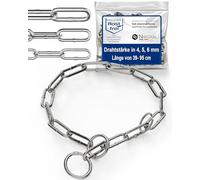 Dog Training Chain Collar with Pull Stop Stainless Steel Long Link - Neck Size up to 37 cm - Chain Length 42 cm - 4 mm - Limited Slip Training Collar - NietFullThings
