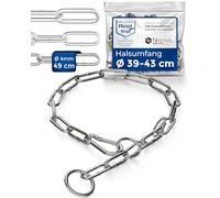 Dog Training Chain Collar with Pull Stop Stainless Steel Long Link - Neck Size up to 42 cm - Chain Length 49 cm - 4 mm - Limited Slip Training Collar - NietFullThings