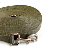 Dog Training Lead 15ft 4.5 Metre Leash Horse Lunge Line Tracking Recall Obedience In 20mm Polypropylene Webbing (Olive Green)