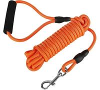 Dog Training Lead, 6 m, Floating Dog Lead, Long Dog Lead, Lead with Comfort Grip for Outdoor, Hiking, Swimming, Beaches and Lakes, Dog Collar with Spiked Rivets (Orange, One Size)