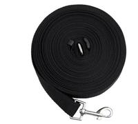 Dog Training Lead 7m 1.5cm Nylon Rope for Recall Training | Black Finish, Nickel Plated Clip and Swivel Snap, Reinforced Stitching for Medium to Large Dogs
