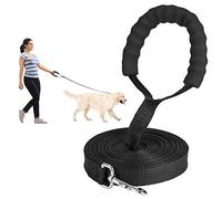 Dog Training Lead Leash, 10m/32ft Long Nylon Training Leads for Large Dogs Recall Obedience Lead Leash with Comfortable Padded Handle for Pet Tracking Training Camping Play and Backyard (10M, Black)