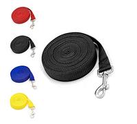 Dog Training Lead Leash Extra Long Line,10m Nylon Leash for Large Medium & Small Dogs Great for Pet Recall Training Obedience, Play, Running, Camping Backyard Strong lead with Metal hook (Black)