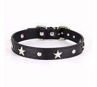 Dog Training Lead Leash Star Studded Dog Collar Leather Puppy Neck Strap Comfortable Cat Collar Adjustable Pet Collars For Small Dogs S/M/L 6 Colors-Black_S