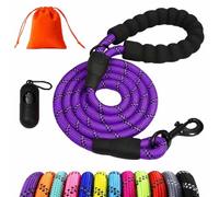 Dog Training Lead with Padded Handle, 1.5M 3M 5M 10M 15M 20M 25M 30M Reflective Long Rope Leash, Carabiner Clip (Purple, 30M)