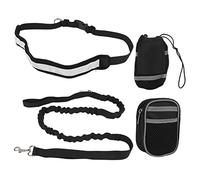 Dog Training Waist Pack Leash, Hands Free Running Dog Leash with Adjustable Reflective Elastic Belt, Retractable Traction Rope for Walking Hiking Jogging Small Medium Large Dogs (Black)