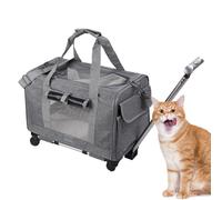 Dog Travel Bag - Cat Carrier, Portable Pouch | Soft Rolling Travel Crate, Airline Approved Carrier for Small Dogs or Cats During Pet Outings Vacation Flights or Vehicle Transport with Safety Locks