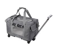 Dog Travel Bag - Large Cat Carrier | Soft Rolling Pet Carrier with Telescopic Handle, Airline Approved Zip, Comfortable Travel Bag for Cats, Small Dogs, Pets - R