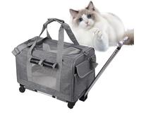 Dog Travel Bag - Small Dog/Cat Carrier with Wheels, Soft-Sided Portable Trolley | Airline Approved Pet Carriers with Safety Zippers, Rolling Cat Carrier for Travel Vacation Vet Trips