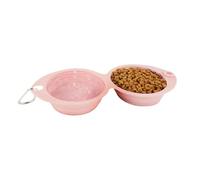 Dog Travel Bowl, Double Feeding Bowl - Food Bowl on the Go with Treat Container for Puppies and Kittens