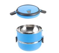 Dog Travel Bowl Stainless Steel Double Layer Stackable Blue | Nested Design, Rubber Seal on Each Layer, Easy Cleaning, Small Dish Included, for Dogs and Cats
