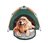 Dog Travel Cot, Elevated Dog Cot With Canopy, Travel Outdoor Camping Dog Bed With Pad, Folding Outdoor Raised Elevated Cooling Dog Cot Beds For Small Dogs(B)