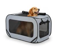 Dog Travel Crate Foldable Pop Up Dog Crate Breathable Mesh Double Doors with Storage Bag 94 * 53 * 53cm Travel Pet Kennel Portable Puppy Seat Kennel for Indoor Outdoor Small/Medium Dogs Cat (Gray)