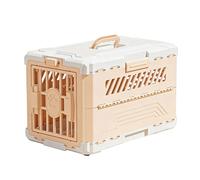 Dog Travel Crates, Cat Carrier Plastic with Portable Handle, Portable Collapsible Pet Transport Box for Stress Free Journeys(Beige)