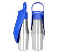 Dog Travel Water Dispenser | 2 in 1 Pet Water Bottle with Leaf Shape Bowl and Silicone Seal | Portable Stainless Steel Travel Mug for Dogs