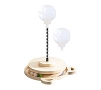 Dog Treat Ball,Wood Slow Feeding Turntable - with Spring Pole Cat Treat Ball Dispenser | for Home Play Medium Large Breed Puppy Kitten