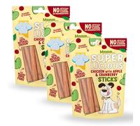 Dog Treat Bundle Super Licious Natural Dog Soft Chew Sticks, Chicken with Apple & Cranberry, 100g, Pack of 3 with Thank You Card