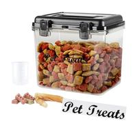 Dog Treat Container With Excellent Seal - Food Storage Jar for Kitchen Counter, Well-Made Canister With Sturdy Clips Preventing Pet Thieves - Black