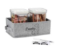 Dog Treat Jar, Dog Treat Container, Cat Treat Box Collapsible, Pet Treat Storage Containers 2 Piece Set with Sealed Lids, BPA-free Dog Cookie Jar for kitchen Counter, Cat Dog Treat Organizer
