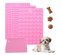 Dog Treat Moulds Silicone Baking Set - 3 Shapes Bone, Paw and Dot, Non-Stick Flexible Silicone Molds for Homemade Dog Treats, Chocolate, Jelly, Ice Cubes - Heat-Resistant and Easy to Clean