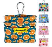 Dog Treat Pouch,Cotton Pocket Sized Training Holder, Hand Free Walking Funny Bag with Carabiner, Self-Closing Pet Feed Snack Reward, Behavior Aids for Puppy Travel or Outdoor Use（Fruit Orange）