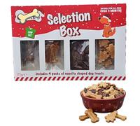 Dog Treat Selection Box 175g - 4 Pack, Low Fat, Gift for Dogs Over 4 Months | 4 Packs Included, Novelty Shaped Treats, Low Fat, For Dogs over 4 Months, Festive Shapes. Dog Christmas Gift
