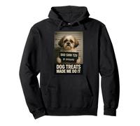 Dog Treats Made Me Do It Shih Tzu Mugshot For Dog Lover Pullover Hoodie