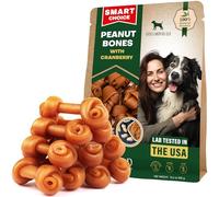 Dog Treats Peanut Butter Bones with Cranberry & Rawhide Free Chew 300g - Pet Natural Mini & Big Snacks Healthy Collagen & Bulk Best Chews for Small & Large Dogs