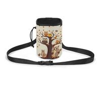 Dog Treats Pouch Cartoon Family Owls On The Brown Tree Dog Treat Training Pouch Pet Dog Out Training Belt Bag, Dog Training Bag