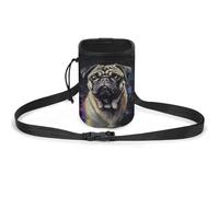 Dog Treats Pouch Portrait of Pug Dog Treat Training Pouch Pet Dog Out Training Belt Bag, Dog Training Bag