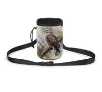 Dog Treats Pouch Watercolor of Hawk Sitting in The Tree Dog Treat Training Pouch Pet Dog Out Training Belt Bag, Dog Training Bag