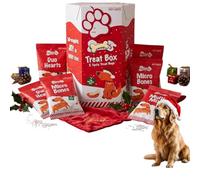 Dog Treats Selection Box 500g - 5x100g Packs Treats, For Dogs Over 4 Months | Duo Hearts & Bones, Micro Bones Included, Multi Mix Variety, Dogs over 4 Months, Dog Christmas Gift Box