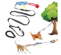 Dog Tree Tug of War Toy with Handles,Tethered Tug of War Outdoor Toy with Squeaky Self Play for Aggressive Chewers, Durable Bungee Cord with Chew Ball