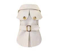 Dog Trench Coat with Belt - Autumn Winter Pet Jacket for Small Dogs - Fashion Puppy Costume for Yorkie, Poodle, Chihuahua & Cats - Plaid Dog Coat with Decor (Size Guide)(Khaki,XXL)