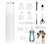 Dog Trimmer for Paws - 14 in 1 Cordless Dog Grooming Kit with Quiet Nail Grinder & Hair Clippers, Low Noise, Rechargeable, 3 Blades for Paws, Eyes, Ears, Face - Safe for Small Dogs & Cats