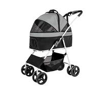 Dog Trolley Pet Stroller Dog Stroller for Medium Small Dogs Foldable 4wheel Cat Strollers with Detachable Carrier Breathable Car Seat Large Capacity Net Bag