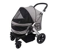 Dog Trolley Pet Stroller Multifunction Big Dog Trolley Foldable Four Rounds Cage Scooter Bearing Easy Folding Four Wheel Travel Pet Max for Weight (Gray) (Gray)