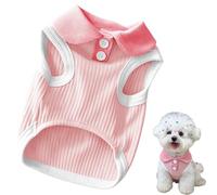 Dog Tshirt,1Pc Striped Sleeveless Collared Polo Shirt for Small Dogs,Doggy Summer Clothes Dog T Short Pet Outfits Apparel for Yorkie Chihuahua Poodle (Pink, M)