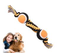 Dog Tug Toys | Bite-Resistant Puppy Teething Toys with Double Tennis Balls | Heavy Duty Cotton Rope, Portable Pet Accessories for Halloween Parties