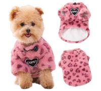 Dog Turtleneck Fleece Coat Soft Warm Jacket with Leopard Spots Patterns Pullover Sweater for Cold Weather Cute Adjustable Girl Boy Puppy Cat Clothes Machine Washable (Pink, Large)