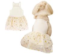 Dog Tutu Dress Cat Dogs Summer Tulle Slip Lace Dress Cute Puppy Glitter Star Skirt Pet Party Clothes for Small Medium Cat Dog (Yellow, M)