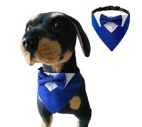 Dog Tuxedo Bandana,Formal Pet Bow Tie Bib Adjustable Quick Release Buckle Triangular Scarf Dog Birthday Party Valentines Bowtie Scarf Party Tux_M(Blue 2)