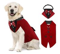 Dog Tuxedo Bandana Set,Pet Formal Shirt with Removable Bow Tie Dogs Wedding Party Birthday Costume Suit for Cats Puppy Small Medium Large Dogs_M(Wine Red)