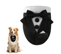 Dog Tuxedo Collar for Wedding/Engagement/Birthday, Adjustable Formal Dog Bandana, Adhesive Dog Wedding Scarf with Bow Tie for Small Medium Large Cats Dogs