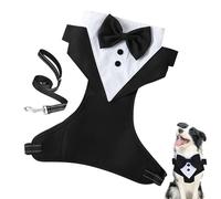 Dog Tuxedo for Small Dogs -Dog Wedding Outfit - Formal with Bow Tie and Traction Rope, Attire, Tuxedo, Puppy Clothing Occasions