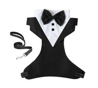 Dog Tuxedo for Small Dogs -Dog Wedding Outfit - Formal with Bow Tie and Traction Rope, Attire, Tuxedo, Puppy Clothing Occasions
