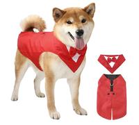 Dog Tuxedo Suit and Bandana Set Boy Dog Prince Bow Tie Shirt Formal Dogs Wedding Attire for Large Medium Dogs (Red,Large)