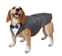 Dog Tuxedo Suit and Bandana Set Formal Wedding Outfit Suit and Tie for Medium and Large Dogs Tuxedo Costume for Beagle Golden Retriever and Bulldog (Black Stripe-XL)