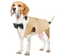 Dog Tuxedo Suit and Bandana Set, Wedding Suit for Small, Medium, and Large Dogs - Formal Prince Bow Tie Shirt - Champagne, XL